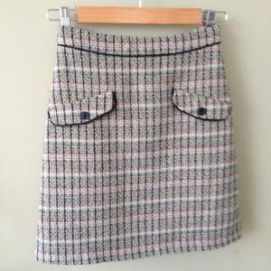 Cath Kidston Tweed Mini Skirt Lavender Pink Lined Dark Academia Plaid Sk…
